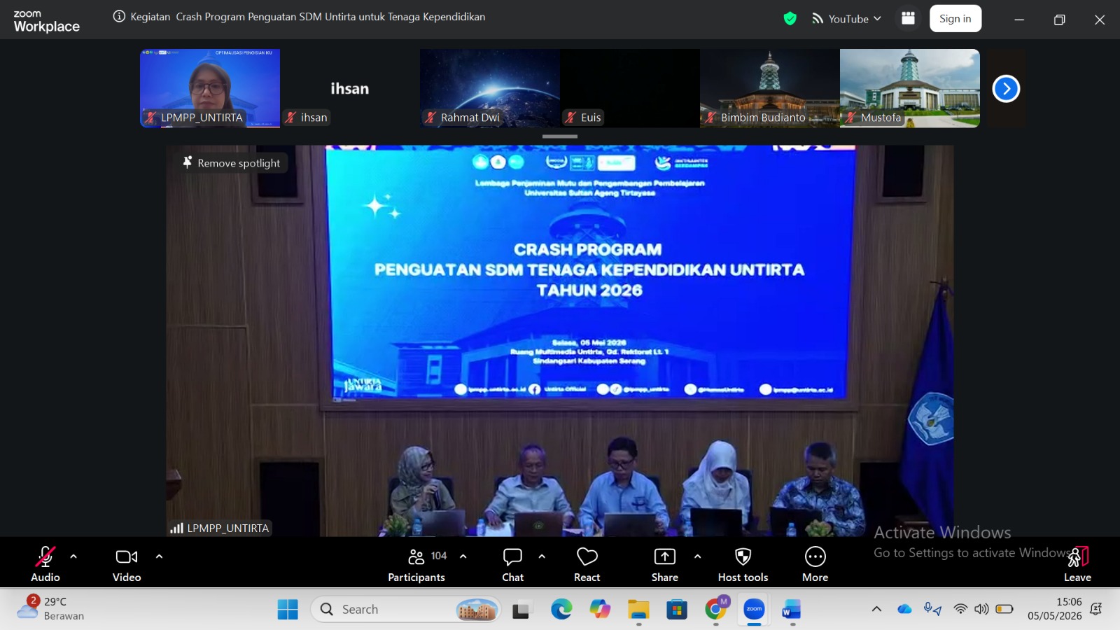 LPMPP Untirta Menyelenggarakan Kegiatan Crash Program Penguatan SDM bagi Tenaga Kependidikan